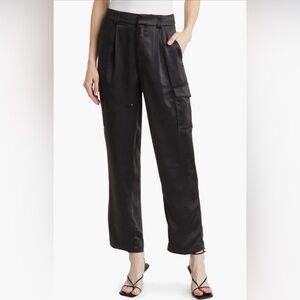 EUC Paige Malika Satin Cargo Pants in Black size US10